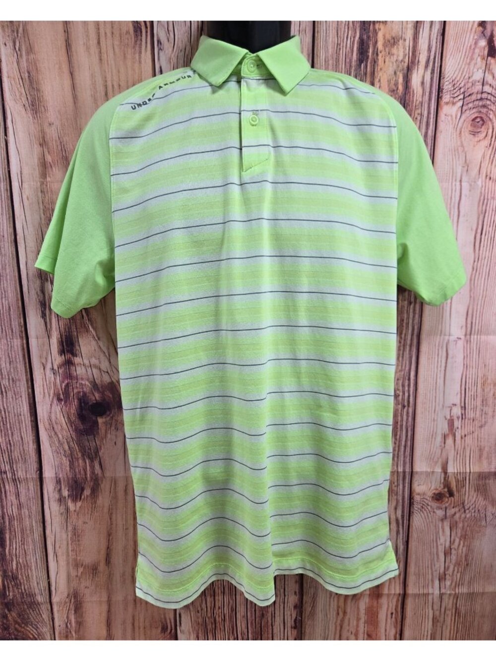 Under Armour HeatGear Green Striped Polo Medium